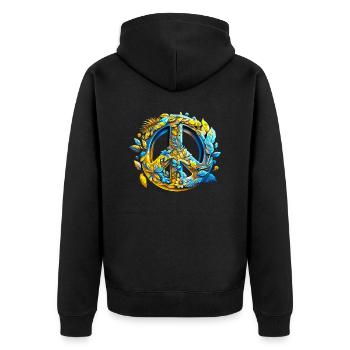Symbole de paix, Ukraine, signe de paix, paix - Veste à capuche bio Premium Unisexe - noir - Dos - Nico (187cm)