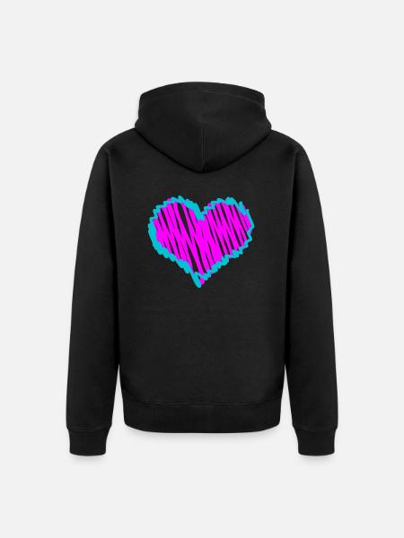 Pink Heart - Unisex Premium Organic Zip Hoodie - black