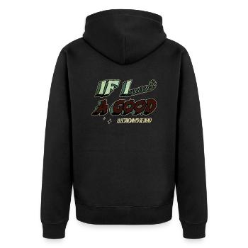 jokes geek funny electrician funny quote training - Unisex Premium Bio Zip Hoodie - Schwarz - Hinten - Nico (187cm)