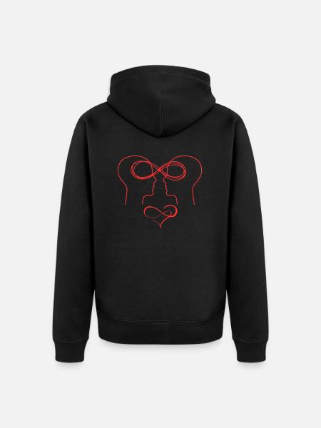 Unendliche Liebe - Unisex Premium Bio Zip Hoodie - Schwarz