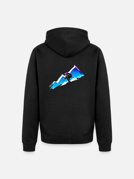 Skiløb Ski Ski Outfit Ski Design Skifahrer - Premium økologisk unisex-hættejakke - sort