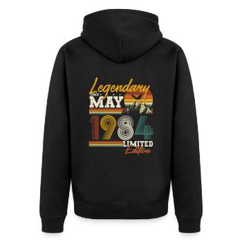 Mai 1984 né vintage anniversaire - Veste à capuche bio Premium Unisexe - noir - Dos - Nico (187cm)