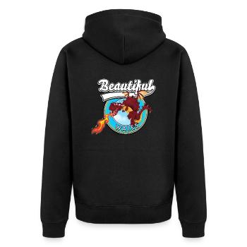 Beautiful Wales red dragon logo - Unisex Premium Organic Zip Hoodie - black - Back - Nico (187cm)