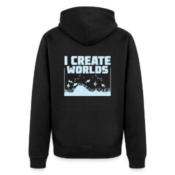 I Create Worlds Fish Keeping Aquarium Owner - Unisex Premium Bio Zip Hoodie - Schwarz - Hinten - Nico (187cm)