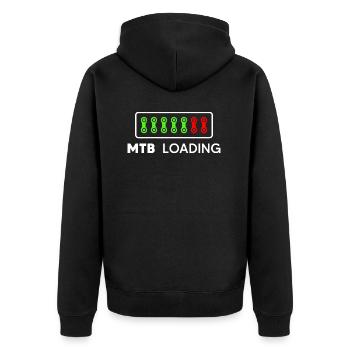 MTB Fahrrad-AKKU Fahrradkette Mountainbike - Unisex Premium Bio Zip Hoodie - Schwarz - Hinten - Nico (187cm)