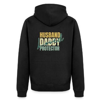 Fête des pères Mari Papa Protecteur Aimé - Papa - Veste à capuche bio Premium Unisexe - noir - Dos - Nico (187cm)