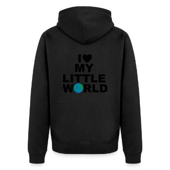 I love my little world Design - Unisex Premium Bio Zip Hoodie - Schwarz - Hinten - Nico (187cm)
