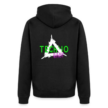 Techno baby 3 - Unisex Premium Organic Zip Hoodie - black - Back - Nico (187cm)