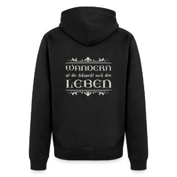Wandern - Unisex Premium Bio Zip Hoodie - Schwarz - Hinten - Nico (187cm)