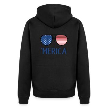 4th of July America - Unisex Premium Organic Zip Hoodie - black - Back - Nico (187cm)