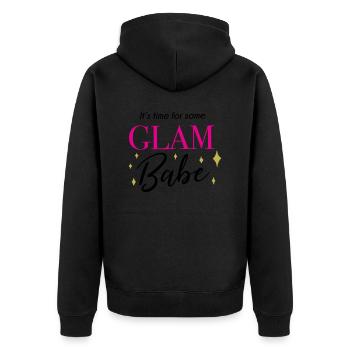 It‘ time for some glam babe - Makeup Spruch - Unisex Premium Bio Zip Hoodie - Schwarz - Hinten - Nico (187cm)