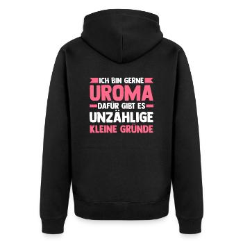 Urgroßmutter Uroma - Unisex Premium Bio Zip Hoodie - Schwarz - Hinten - Nico (187cm)