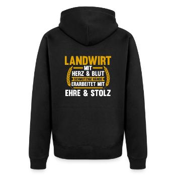 Landwirtschaft Bauer Landwirt - Unisex Premium Bio Zip Hoodie - Schwarz - Hinten - Nico (187cm)
