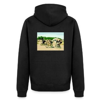 Old School BMX - Unisex Premium Bio Zip Hoodie - Schwarz - Hinten - Nico (187cm)