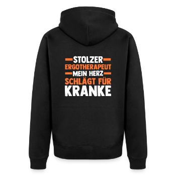 Ergotherapie Ergotherapeut - Unisex Premium Bio Zip Hoodie - Schwarz - Hinten - Nico (187cm)
