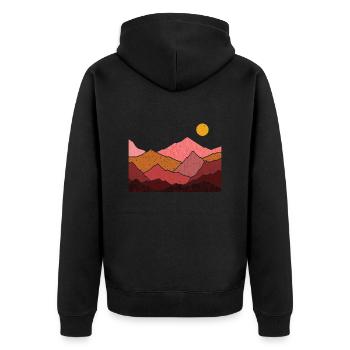 Berg Abenteuer Geschenk Spruch Bergsteigen Wandern - Unisex Premium Bio Zip Hoodie - Schwarz - Hinten - Nico (187cm)