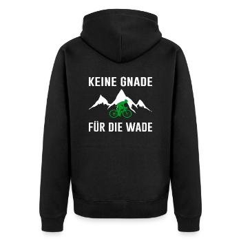 Fahrrad Keine Gnade für die Wade Spruch - Unisex Premium Bio Zip Hoodie - Schwarz - Hinten - Nico (187cm)