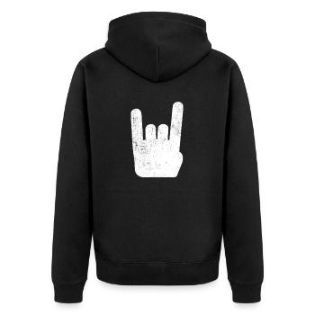 Pommesgabel Metal Hand Rock Metal Music - Unisex Premium Organic Zip Hoodie - black - Back - Nico (187cm)