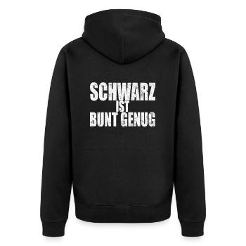 Schwarz Ist Bunt Genug Gothic Black Metal Emo - Unisex Premium Bio Zip Hoodie - Schwarz - Hinten - Nico (187cm)