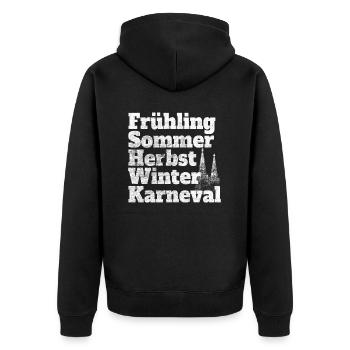 Karneval Fünfte Jahreszeit Kölsch Fastelovend Köln - Unisex Premium Bio Zip Hoodie - Schwarz - Hinten - Nico (187cm)