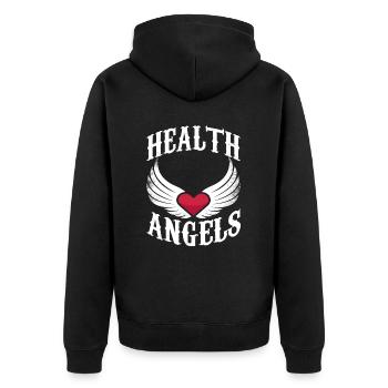 Health Angels Arzt Krankenschwester Ärztin Notarzt - Unisex Premium Bio Zip Hoodie - Schwarz - Hinten - Nico (187cm)