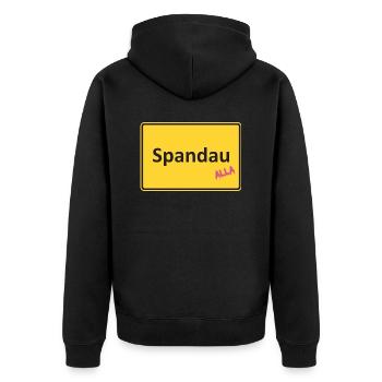 Spandau Ortseingang Alla - Unisex Premium Bio Zip Hoodie - Schwarz - Hinten - Nico (187cm)