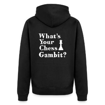 What's your chess gambit - Unisex Premium Organic Zip Hoodie - black - Back - Nico (187cm)