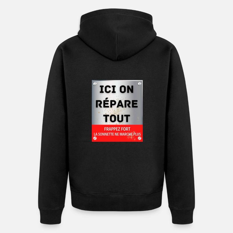 ici on répare tout - Veste à capuche bio Premium Unisexe - noir