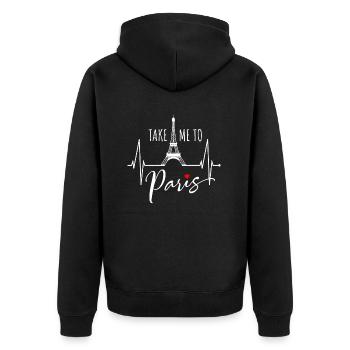 Emmenez-moi à Paris Heartbeat Tour Eiffel France - Veste à capuche bio Premium Unisexe - noir - Dos - Nico (187cm)