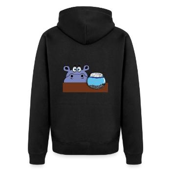 hippo hippo fish aquarium glass goldfish animal - Unisex Premium Organic Zip Hoodie - black - Back - Nico (187cm)