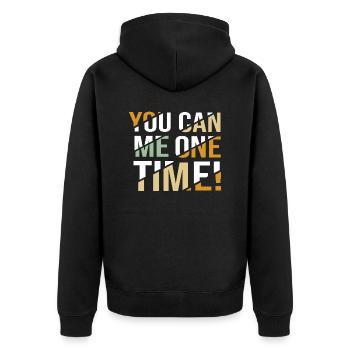 You can me! - Denglish Sprüche Denglisch - Unisex Premium Bio Zip Hoodie - Schwarz - Hinten - Nico (187cm)