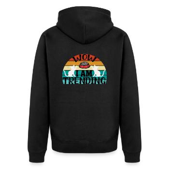 wow je suis tendance - drôle d’amoureux chat - Veste à capuche bio Premium Unisexe - noir - Dos - Nico (187cm)