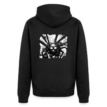 Cyber-Spinne - Unisex Premium Bio Zip Hoodie - Schwarz - Hinten - Nico (187cm)