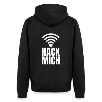 Hack Mich Sex Sprüche Versaute Sprüche - Unisex Premium Bio Zip Hoodie - Schwarz - Hinten - Nico (187cm)