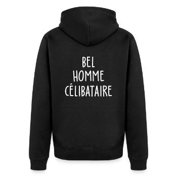 Bel homme célibataire / humour homme célibataire - Veste à capuche bio Premium Unisexe - noir - Dos - Nico (187cm)