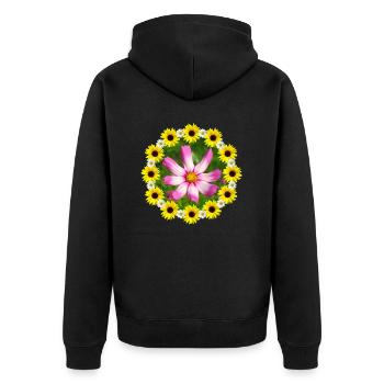 Kosmee flower pink sunflower daisies floral - Unisex Premium Organic Zip Hoodie - black - Back - Nico (187cm)