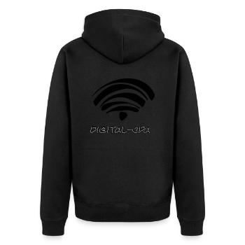 Digital Opa - Unisex Premium Bio Zip Hoodie - Schwarz - Hinten - Nico (187cm)