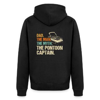Pontonboot Kapitän Bootfahren See Pontoon - Unisex Premium Bio Zip Hoodie - Schwarz - Hinten - Nico (187cm)