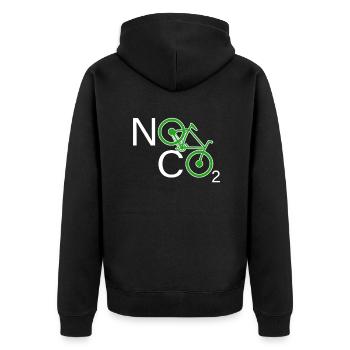 No CO2 Bike Climate Change MTB Mountain Bike E-Bike - Unisex Premium Organic Zip Hoodie - black - Back - Nico (187cm)