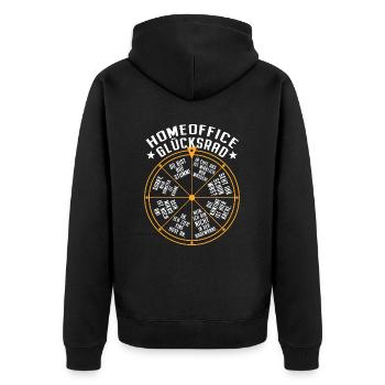 Homeoffice Glücksrad Büro Heimarbeit Home Office - Unisex Premium Bio Zip Hoodie - Schwarz - Hinten - Nico (187cm)