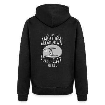 Katzen Bei Schlechter Laune Hier Katze Platzieren - Unisex Premium Bio Zip Hoodie - Schwarz - Hinten - Nico (187cm)