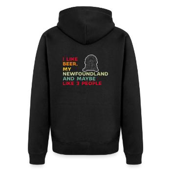 Neufundländer Newfoundland Hund - Unisex Premium Bio Zip Hoodie - Schwarz - Hinten - Nico (187cm)