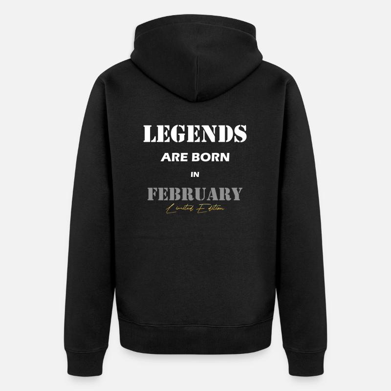 Februar Legends Geschenk white - Unisex Premium Bio Zip Hoodie - Schwarz