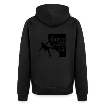 Adventure Travel Hiking Mountain - Unisex Premium Bio Zip Hoodie - Schwarz - Hinten - Nico (187cm)
