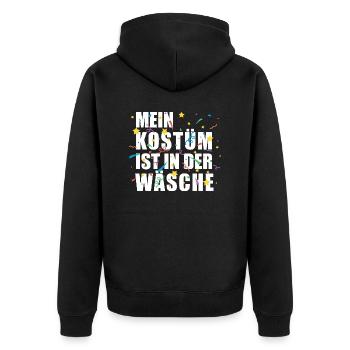Mein Kostüm ist in der Wäsche - Karneval - Kölle - Unisex Premium Bio Zip Hoodie - Schwarz - Hinten - Nico (187cm)