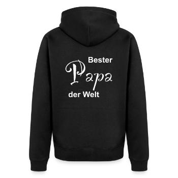 Bester Papa der Welt Design - Unisex Premium Bio Zip Hoodie - Schwarz - Hinten - Nico (187cm)