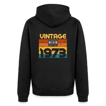 1973 Cassette vintage rétro - Veste à capuche bio Premium Unisexe - noir - Dos - Nico (187cm)
