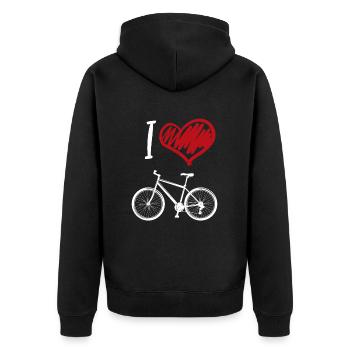Ich liebe Fahrrad fahren - Unisex Premium Bio Zip Hoodie - Schwarz - Hinten - Nico (187cm)