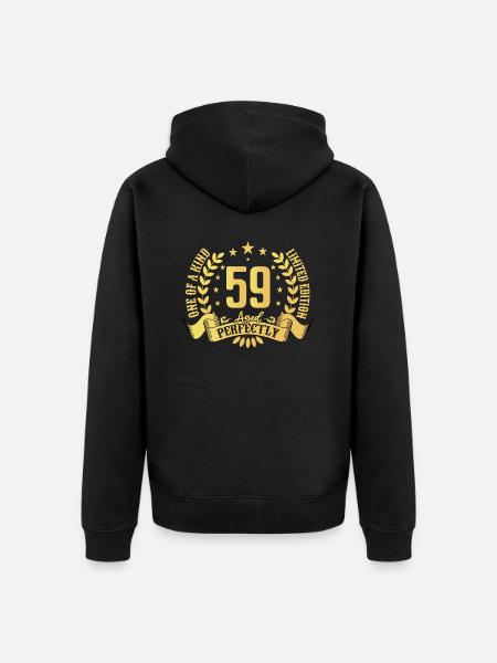 59 vuotta syntymäpäivälahja 59 vuotta - Premium unisex luomu-huppari vetoketjulla - musta