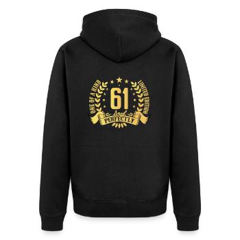 61 years birthday gift 61 years - Unisex Premium Organic Zip Hoodie - black - Back - Nico (187cm)